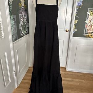 Honorine Black Linen Maxi Dress – Size M
